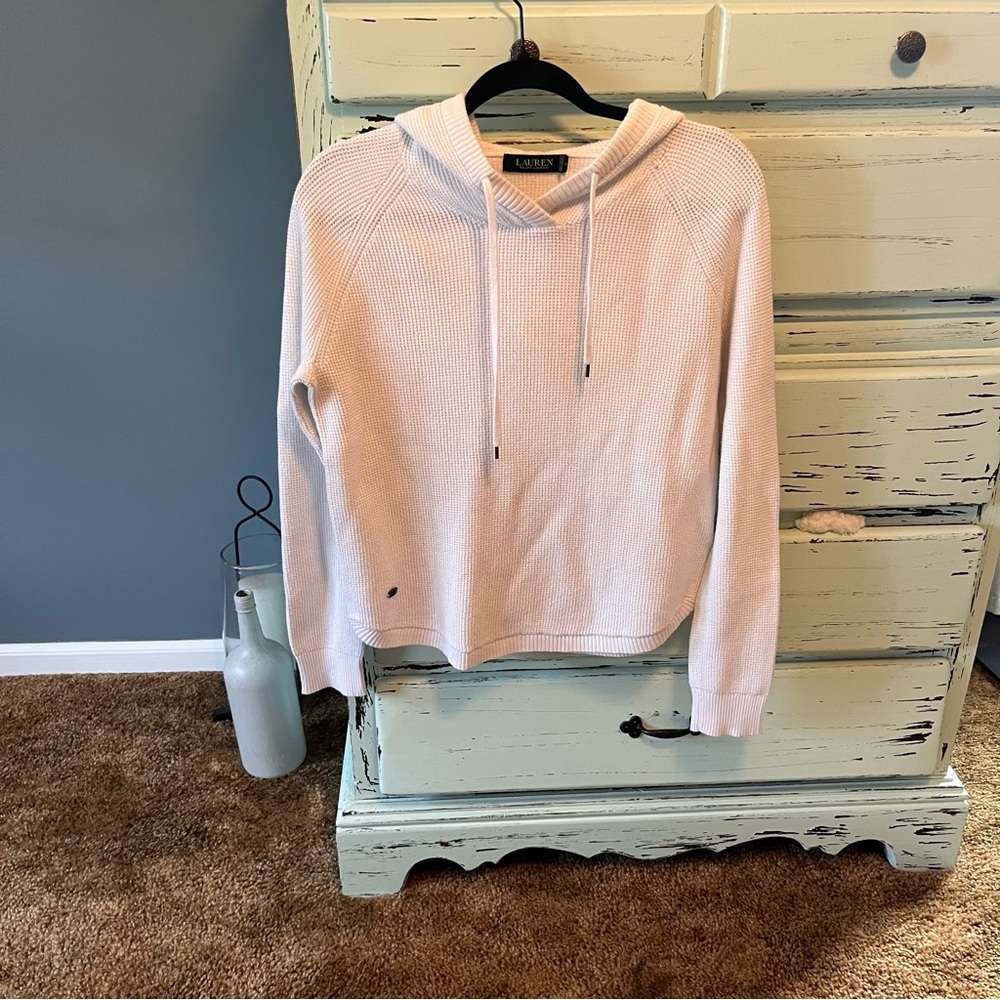 Ralph Lauren White Knit Hoodie. Women’s size medium.